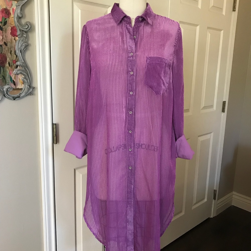 Akemi + Kin lilac sheer velvet button front tunic